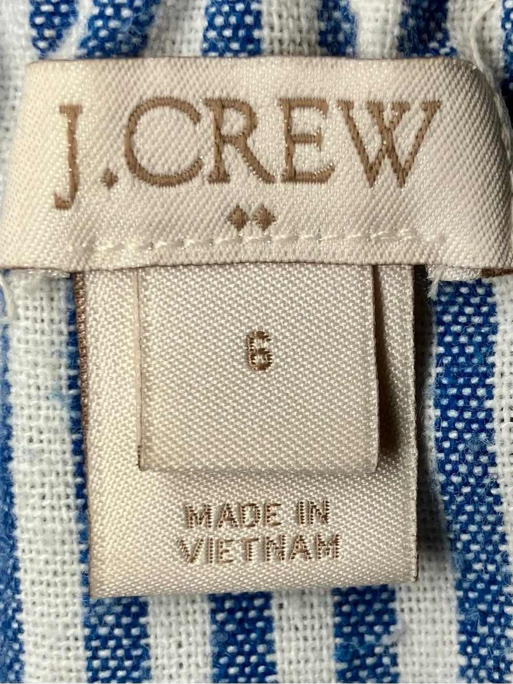 J Crew Striped Ruffled Strappy Top in Blue/White Womens 6